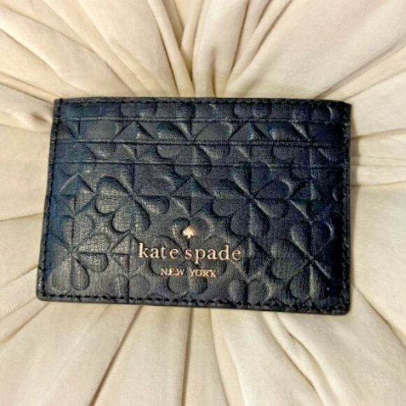 kate spade Handbags - New kate spade Small Slim Credit Card Holder in Geo Emboss Black